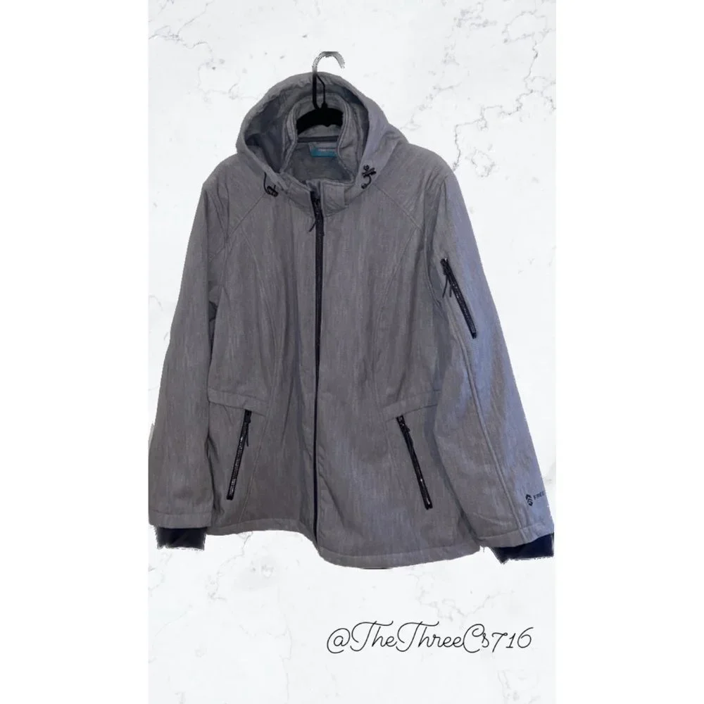 Free Country Grey Womens Zip Jacket With Hood 1XL 2XL 3XL NWT - Picture 8 of 9
